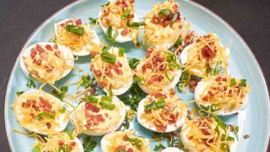 Loaded Deviled Eggs, homemade and freshly served