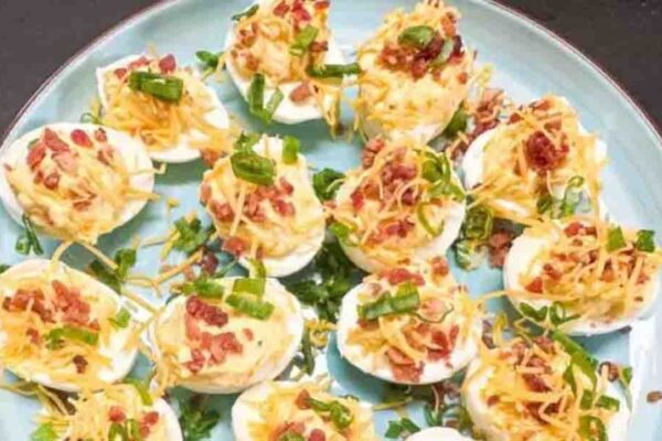 Loaded Deviled Eggs, homemade and freshly served