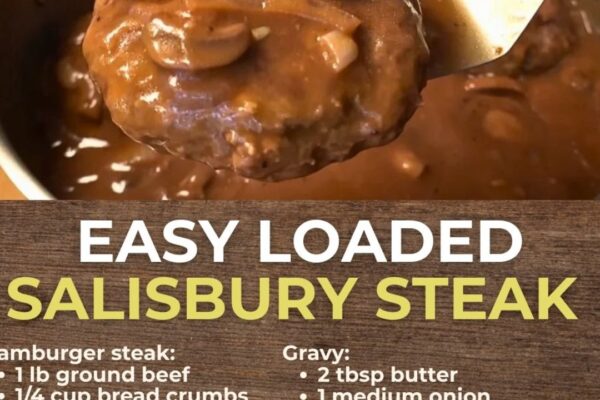 Loaded Salisbury Steak, homemade and freshly served