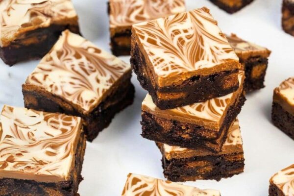 Lotus Biscoff Brownies, homemade and freshly served