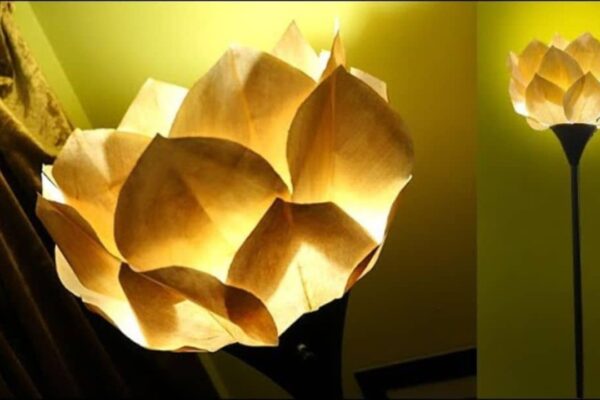 Finished Lotus Paper Flower Lampshade DIY, a completed DIY project
