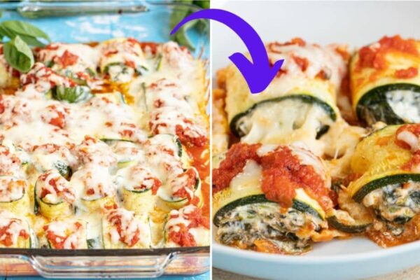 Low Carb Stuffed Zucchini Rolls, homemade and freshly served