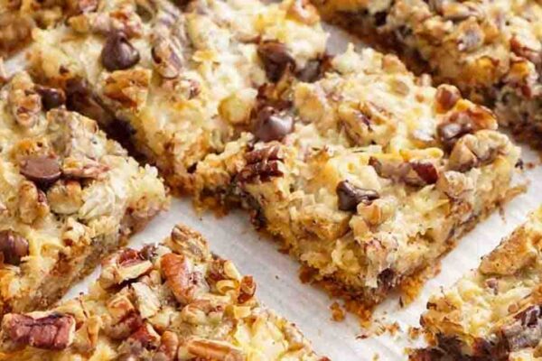 Magic Cookie Bars, homemade and freshly served