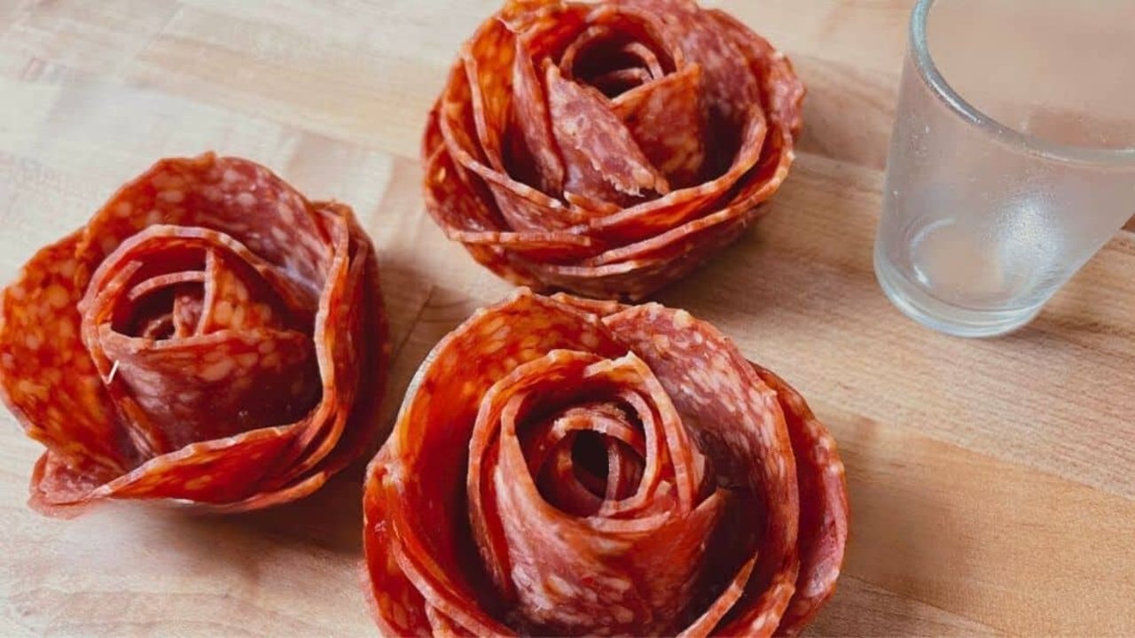 How to Make Salami Roses With a Shot Glass Salami roses made with a shot glass, folded pepperoni rounds arranged into flower shapes on a charcuterie board