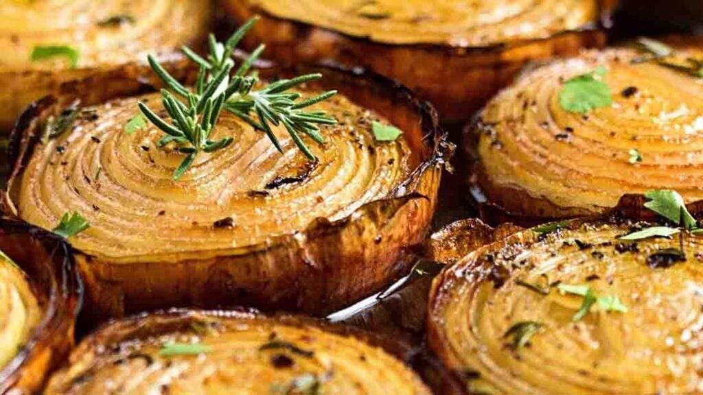 Marinated Slow Roasted Onions, homemade and freshly served