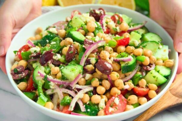 Mediterranean Chickpea Salad, homemade and freshly served