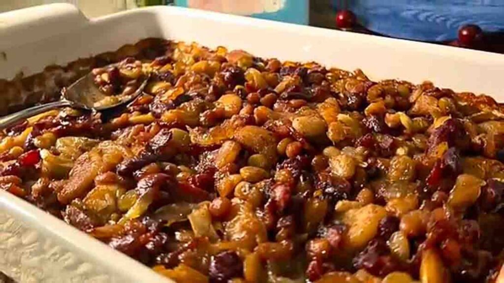 Meme's Bean Bake Casserole, homemade and freshly served