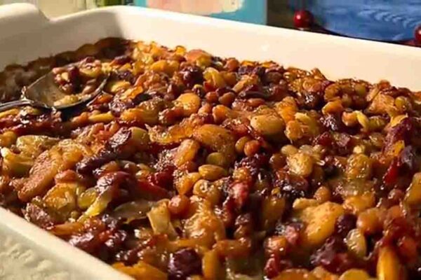 Meme's Bean Bake Casserole, homemade and freshly served