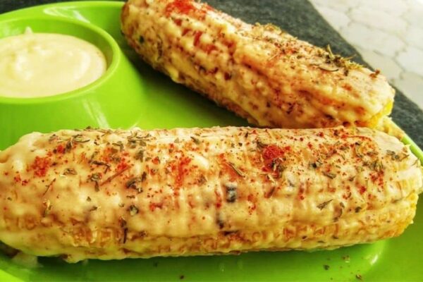 Mexican Cheesy Corn On Cob, homemade and freshly served