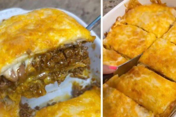 7-Ingredient Mexican Lasagna, homemade and freshly served