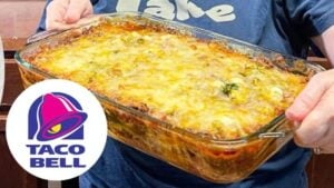 Mexican Pizza Casserole Taco Bell Copycat, homemade and freshly served