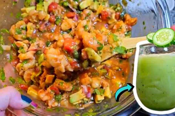 Mexican Shrimp Cocktail, homemade and freshly served