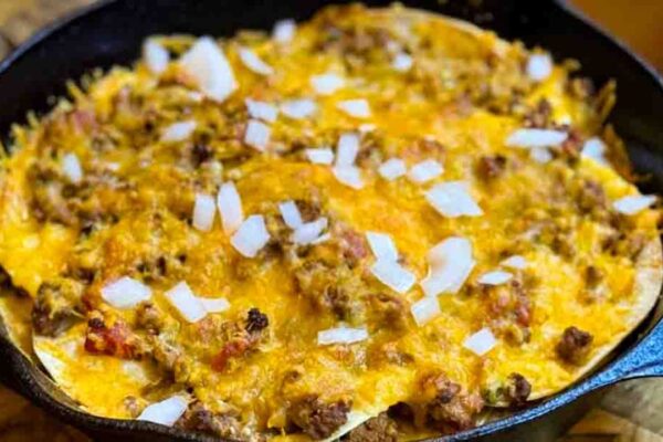 Mexican-Style Skillet Lasagna, homemade and freshly served