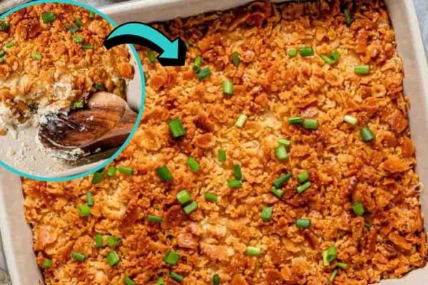 Million Dollar Chicken Casserole, homemade and freshly served