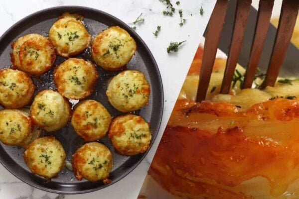 Mini Potato Gratin Stacks, homemade and freshly served