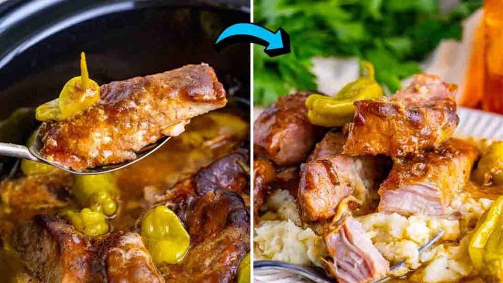 Crockpot Mississippi Country Style Ribs, homemade and freshly served
