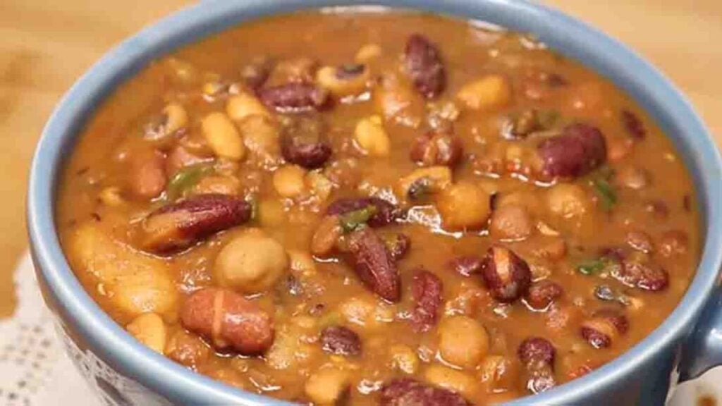 Hearty Mixed Bean Stew, homemade and freshly served