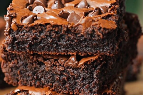 Moist and Fudgy Brownies, homemade and freshly served