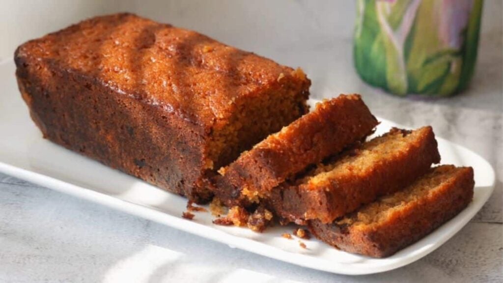 Moist Carrot and Dates Cake, homemade and freshly served