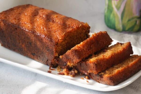 Moist Carrot and Dates Cake, homemade and freshly served
