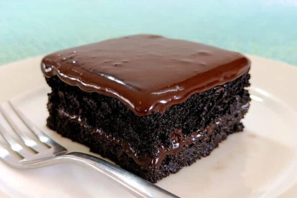 Moist Chocolate Cake, homemade and freshly served