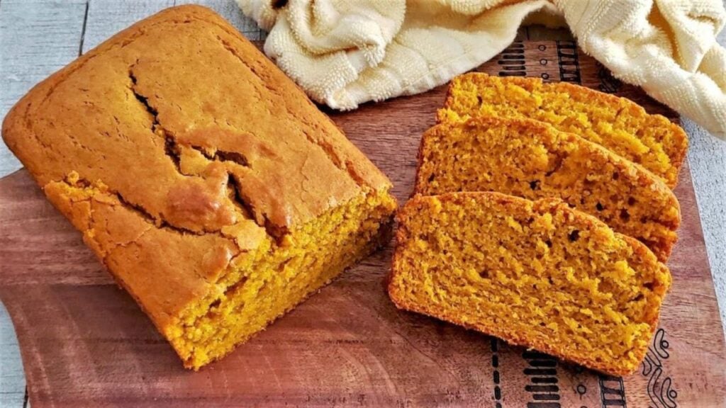 Moist Pumpkin Bread, homemade and freshly served