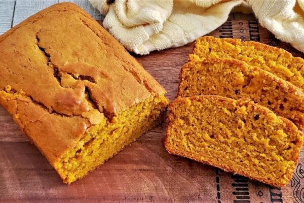 Moist Pumpkin Bread, homemade and freshly served