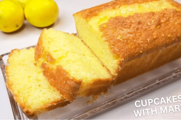 Moist Vanilla Lemon Pound Cake, homemade and freshly served