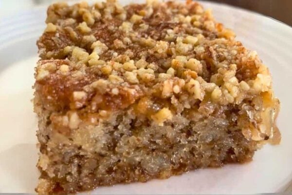Moist Walnut Cake, homemade and freshly served