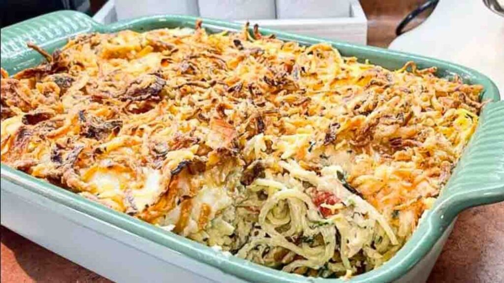 Monterey Chicken and Spaghetti Casserole, homemade and freshly served