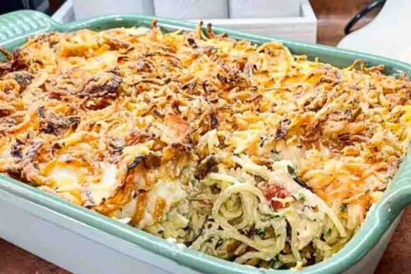 Monterey Chicken and Spaghetti Casserole, homemade and freshly served