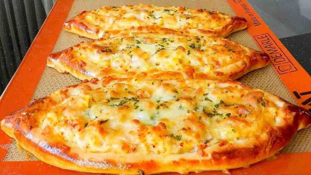Mozzarella Cheese Potato Pide, homemade and freshly served