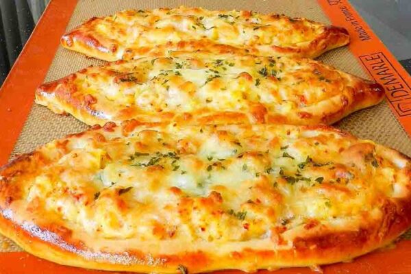 Mozzarella Cheese Potato Pide, homemade and freshly served