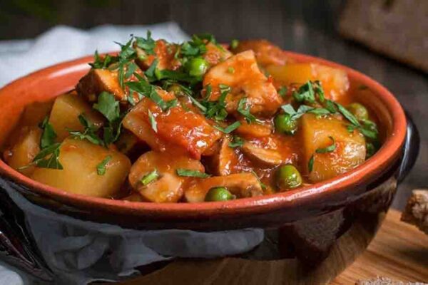 Mushroom and Potato Stew, homemade and freshly served