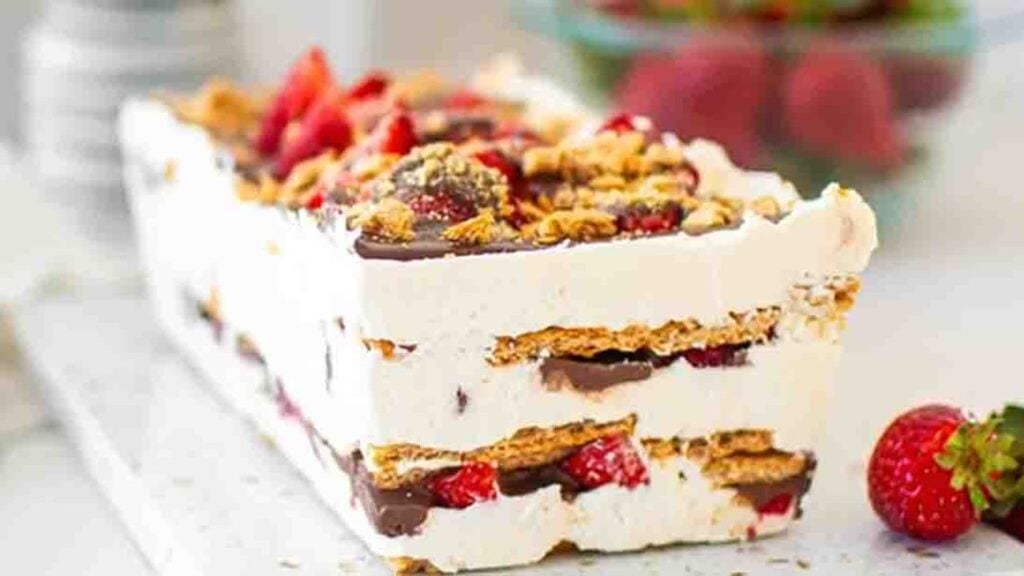 Neapolitan Icebox Cake, homemade and freshly served