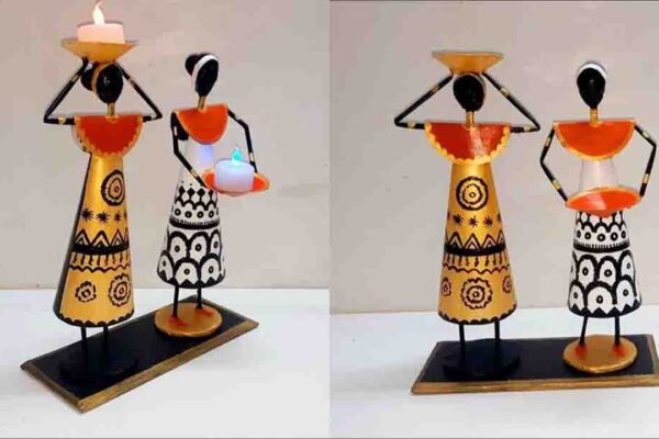 Finished DIY Newspaper Doll Candle Holder, a completed DIY project