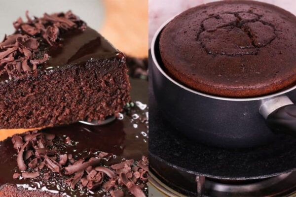 No-Bake 3-Ingredient Chocolate Cake, homemade and freshly served