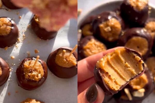 No-Bake 4-Ingredient Buckeye Peanut Butter Balls, homemade and freshly served
