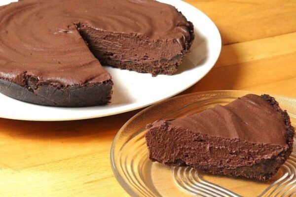 6-Ingredient No-Bake Chocolate Pie, homemade and freshly served