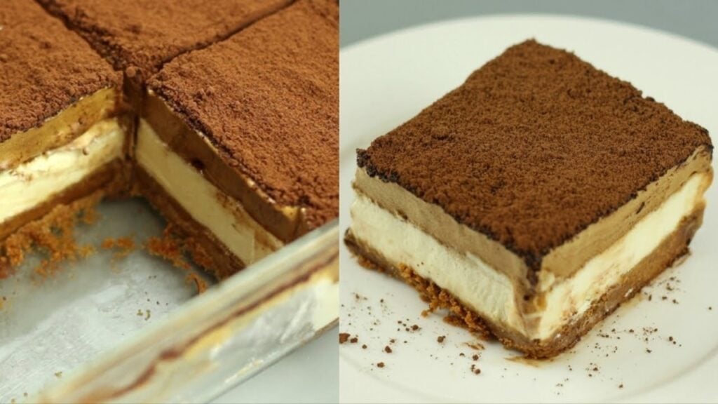 No-Bake Coffee Cream Cake, homemade and freshly served