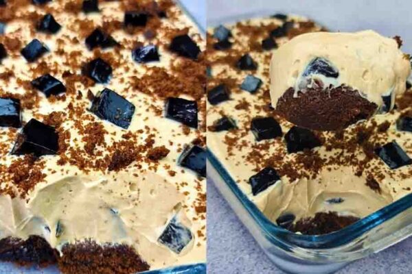 No-Bake Coffee Jelly Cake, homemade and freshly served