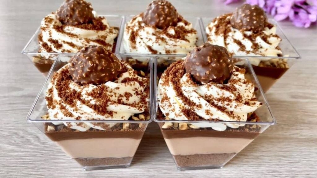 No-Bake Ferrero Rocher Dessert Cups, homemade and freshly served