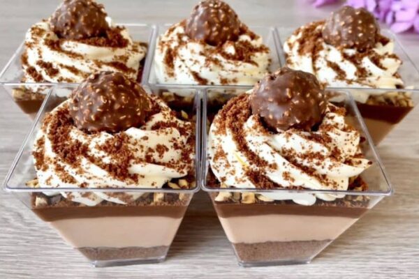 No-Bake Ferrero Rocher Dessert Cups, homemade and freshly served