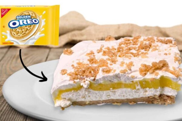 No-Bake Oreo Lemon Dessert, homemade and freshly served
