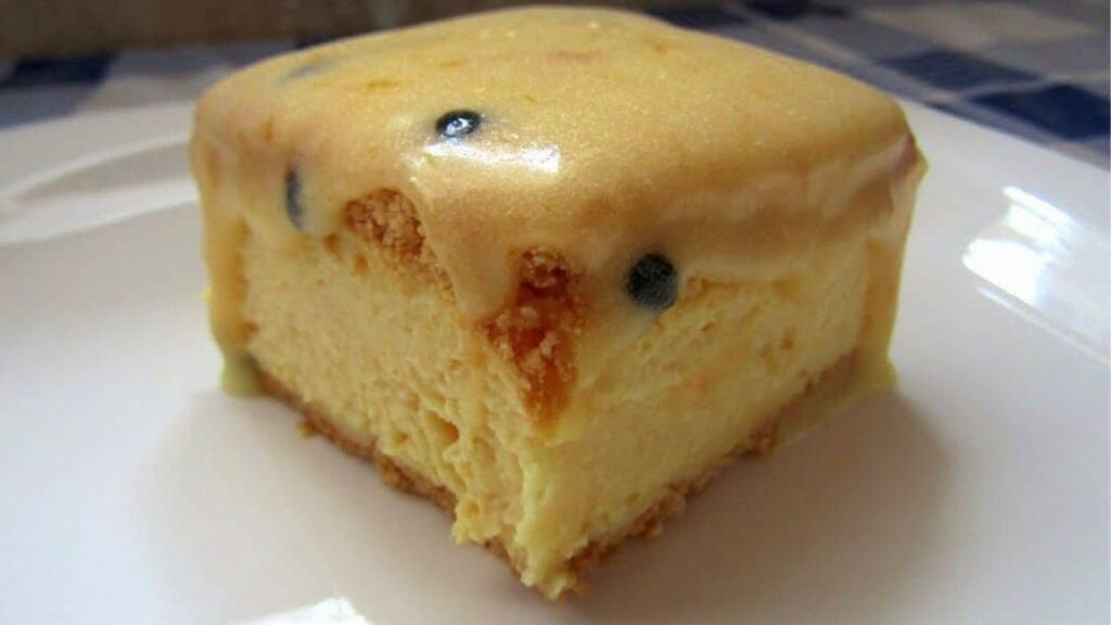 No-Bake Passion Fruit Fridge Tart, homemade and freshly served