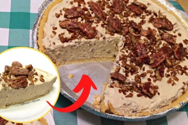 No-Bake Pecan Cream Ice Box Pie, homemade and freshly served