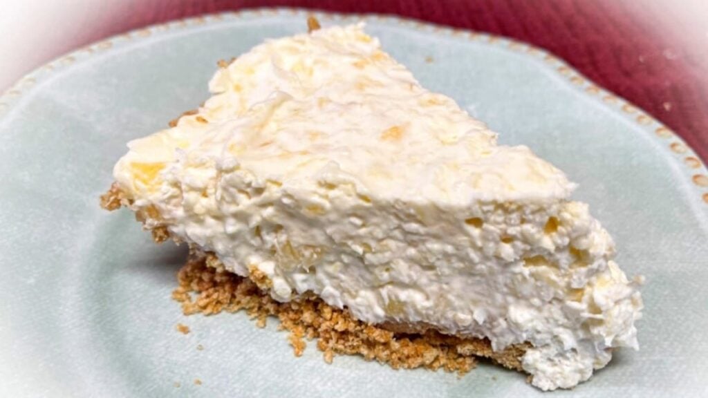 No-Bake Pina Colada Cream Pie, homemade and freshly served