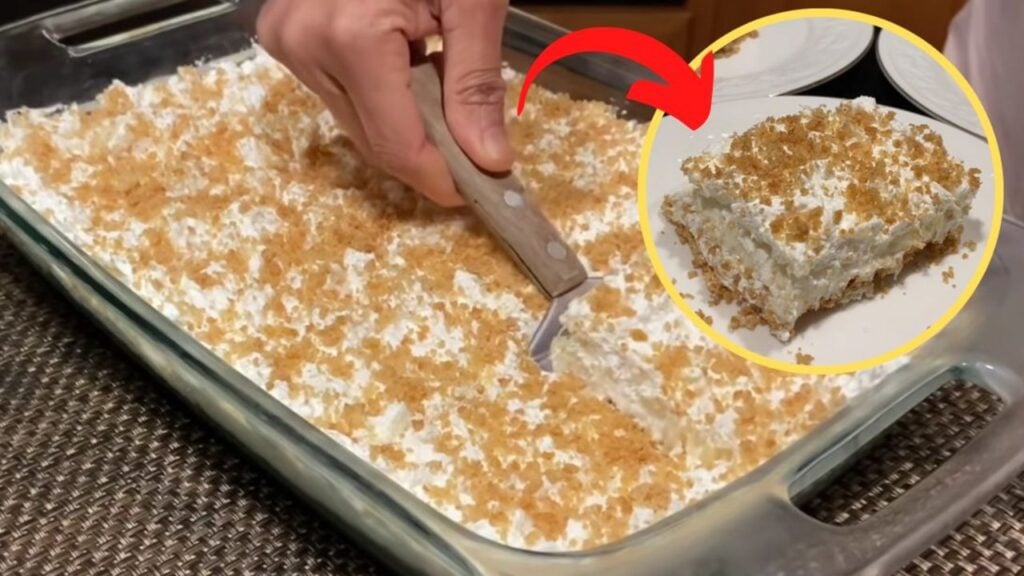 6-Ingredient No-Bake Pineapple Dream Dessert, homemade and freshly served