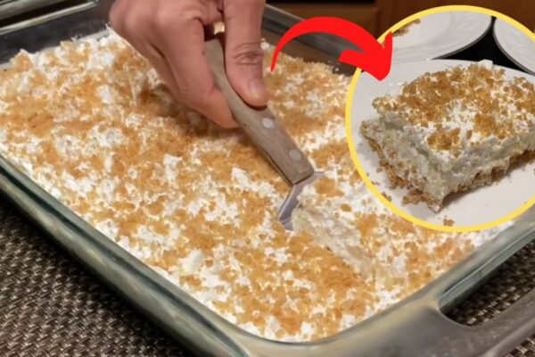 6-Ingredient No-Bake Pineapple Dream Dessert, homemade and freshly served
