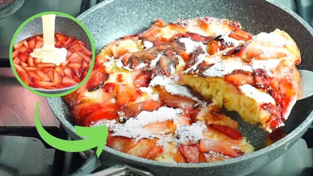 No-Bake Strawberry Cake, homemade and freshly served